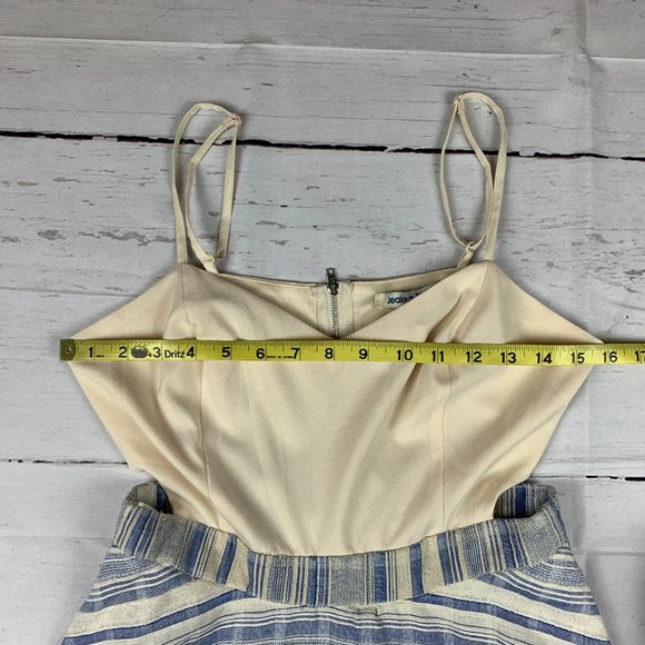 Jealous Tomato womens jrs M ivory blue linen blend cutout Aline fit flare dress - Picture 4 of 6